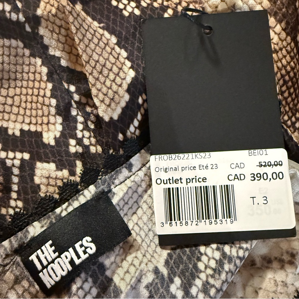 The Kooples 100% Silk Snake Print Slip  Midi Dress Lace Trim NWT - Picture 7 of 7